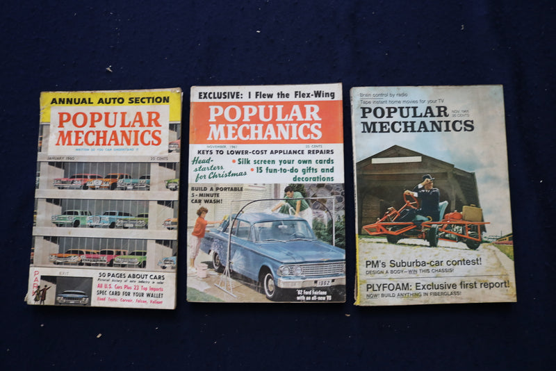 1954-1969 MECHANIX ILLUSTRATED & POPULAR MECHANICS MAGAZINES - LOT OF 13- O 3451