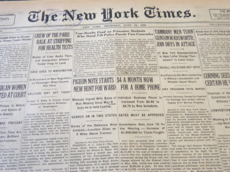 1926 JUNE 10 NEW YORK TIMES - $4 A MONTH NOW FOR A HOME PHONE - NT 5575