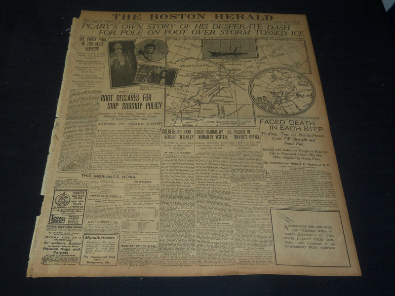 1906 NOVEMBER 21 THE BOSTON HERALD - PEARY'S OWN STORY FOR POLE - BH 130