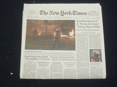 2021 MAY 6 NEW YORK TIMES - VIRUS DATA SHOWS U.S. IS 'TURNING THE CORNER'
