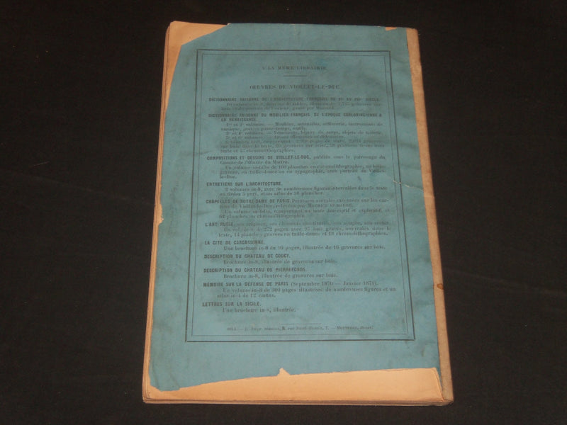 1800'S LA CITE DE CARCASSONNE PAR VIOLLET LE DUC BOOK - NOUVELLE EDITION- J 5635