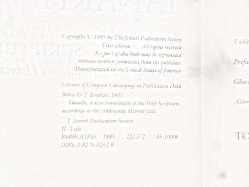 1985 TANAKH THE HOLY SCRIPTURES HARDCOVER BOOK -TORAH/NEVI'IM-KETHUVIM - KD 8939