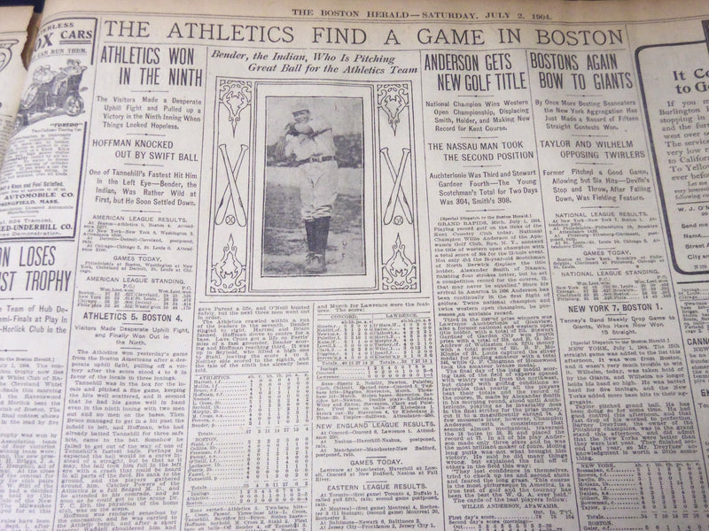 1904 JULY 2 THE BOSTON HERALD - YALE OARSMEN EASILY BEAT HARVARD - BH 46