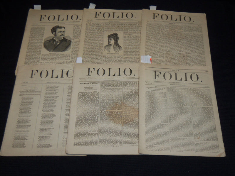 1877 THE FOLIO MAGAZINE LOT OF 6 ISSUES - BOSTON - O 2922G