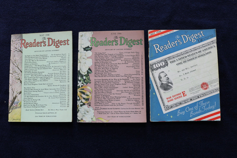 1944 READER'S DIGEST MAGAZINE - LOT OF 10 - O 3447