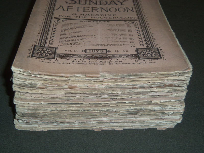 1878-1879 SUNDAY AFTERNOON HOUSEHOLD MAGAZINE LOT OF 11 ISSUES - WR 467