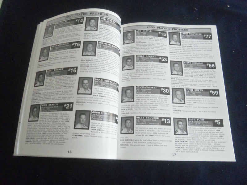 2000 OCTOBER 28 FOOTBALL PROGRAM - COAST GUARD VS PLYMOUTH STATE UNIV - SP 1215L