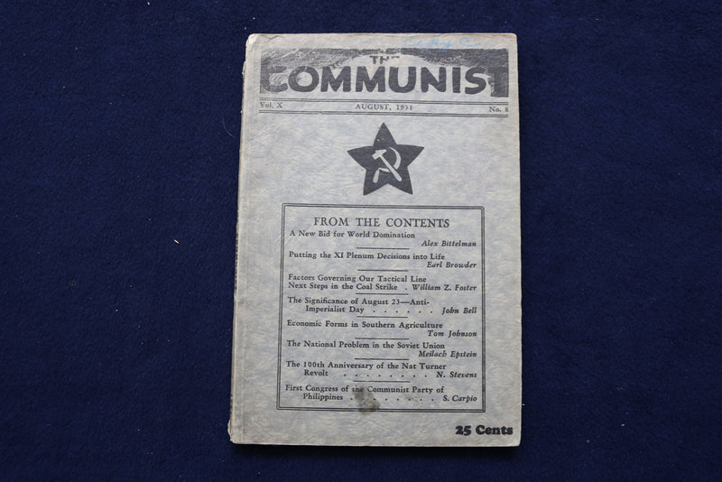1931 AUGUST THE COMMUNIST MONTHLY PERIODICAL - K 478