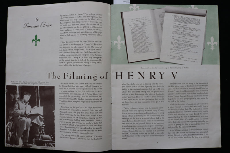 1940'S HENRY V STARRING LAURENCE OLIVIER PROGRAM - K 2285