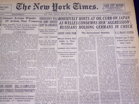 1941 JULY 25 NEW YORK TIMES - ROOSEVELT HINTS AT OK CURB ON JAPAN - NT 1481