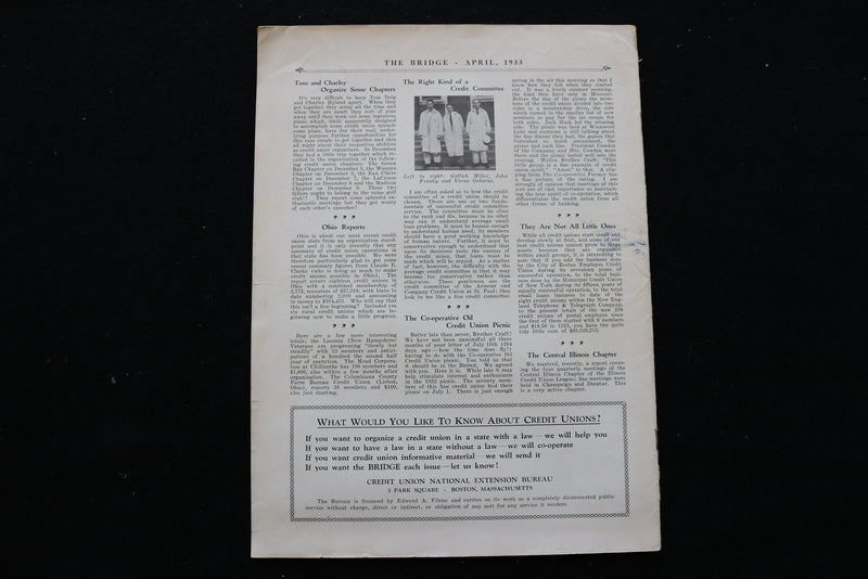1933 SPRING THE BRIDGE MAGAZINE - CREDIT UNION DINNER COVER - SP 4925F