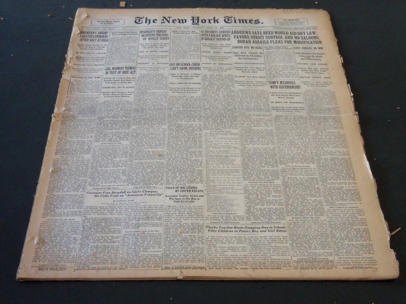 1926 APRIL 15 NEW YORK TIMES - AMUNDSEN'S AIRSHIP SAILS FOR LENINGGRAD - NT 5588