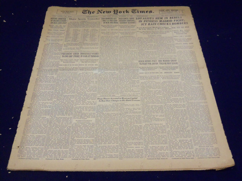 1936 NOV 22 NEW YORK TIMES - LOYALISTS IN REBELS, DIEGO RIVERA ARRESTED- NT 1856