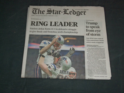 2019 FEBRUARY 4 THE STAR-LEDGER NEWSPAPER - NEW ENGLAND PATRIOTS WIN SUPER BOWL