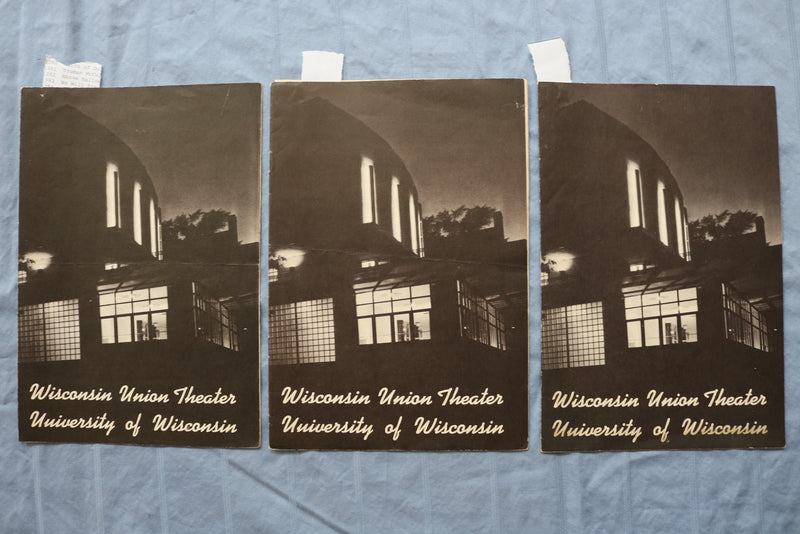 1940'S UNIV. OF WISCONSIN WISCONSIN UNION THEATRE PROGRAMS - LOT OF 3 - K 2982