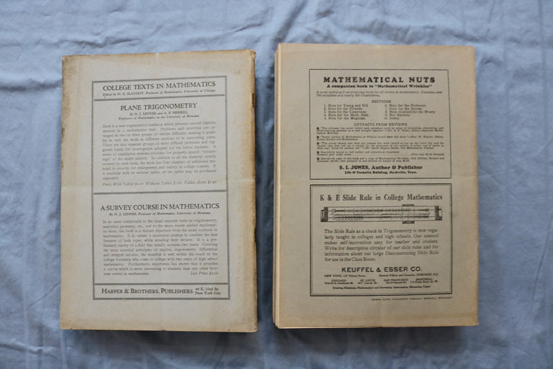 1927 & 1934 THE AMERICAN MATHEMATICAL MONTHLY MAGAZINE - LOT OF 20 - O 3881