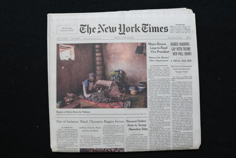 2024 JULY 26 NEW YORK TIMES - HARRIS NARROWS GAP WITH TRUMP, NEW POLL SHOWS