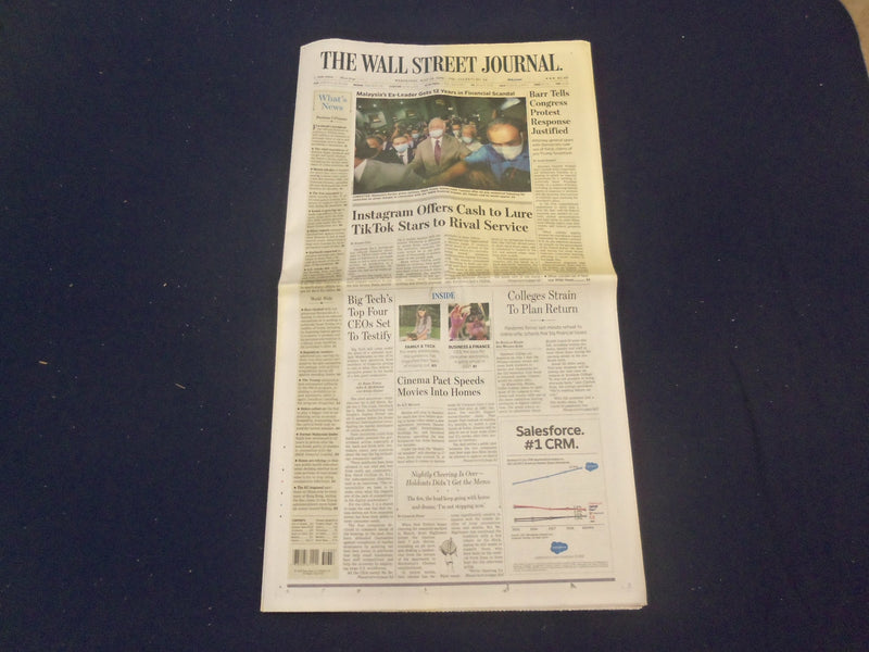 2020 JULY 29 WALL STREET JOURNAL- BARR TELLS CONGRESS PROTECT RESPONSE JUSTIFIED