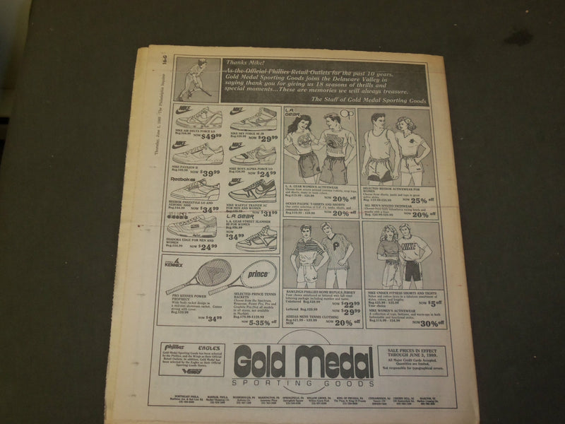 1989 JUNE 1 THE PHILADELPHIA INQUIRER NEWSPAPER - MIKE SCHMIDT TRIBUTE - NP 3422