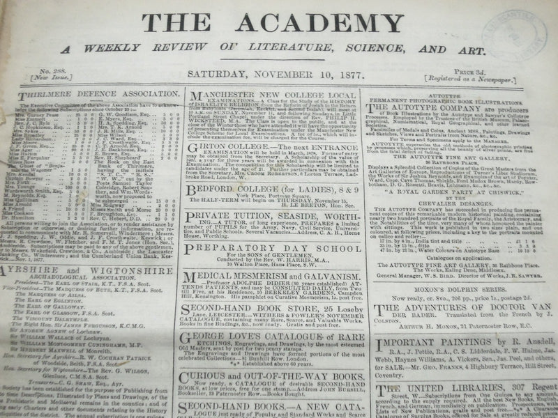 1877 THE ACADEMY WEEKLY REVIEW OF LITERATURE LOT OF 44 ISSUES - LONDON - O 2381