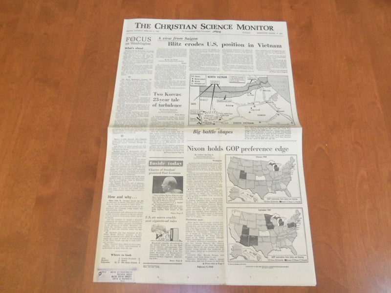1968 FEB 3 THE CHRISTIAN SCIENCE MONITOR - BLITZ ERODES U.S. POSITION - NP 4642