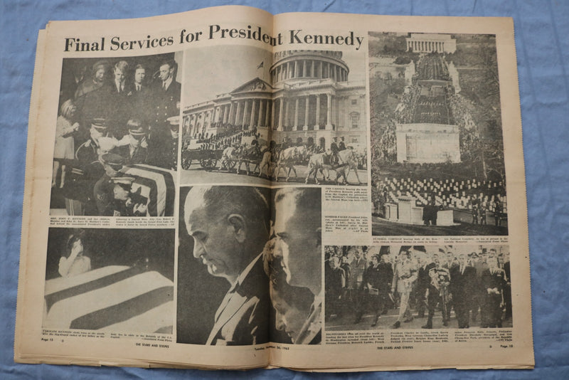 1963 THE STARS AND STRIPES NEWSPAPER-PRESIDENT KENNEDY SLAIN- LOT OF 2 - NP 9206