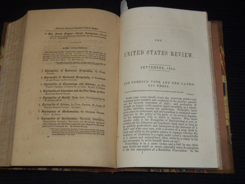 1853-1854 THE UNITED STATES REVIEW BOUND VOLUME NO. 2 - NEW YORK - KD 9524