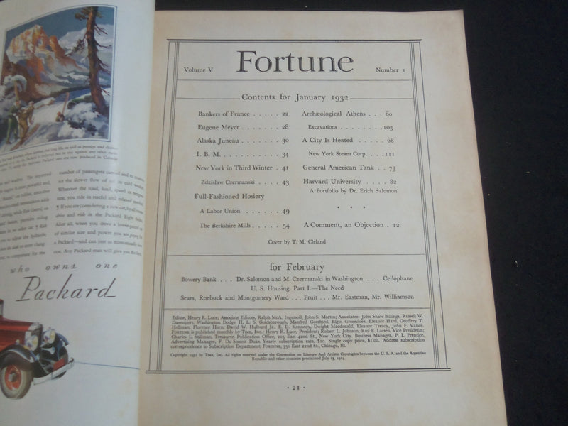 1932 JANUARY FORTUNE MAGAZINE - GREAT COVER, STORIES & ADS - F 845