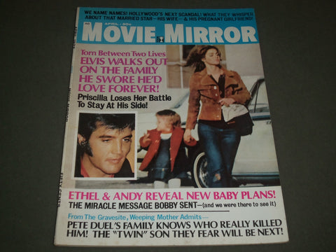 1972 APRIL MOVIE MIRROR MAGAZINE - ELVIS PRESLEY & PRISCILLA COVER - SP 8112