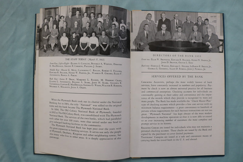 1953 PLYMOUTH YESTERDAY & TODAY 1803-1953 HARDCOVER BOOK- PLYMOUTH, MA - K 3333