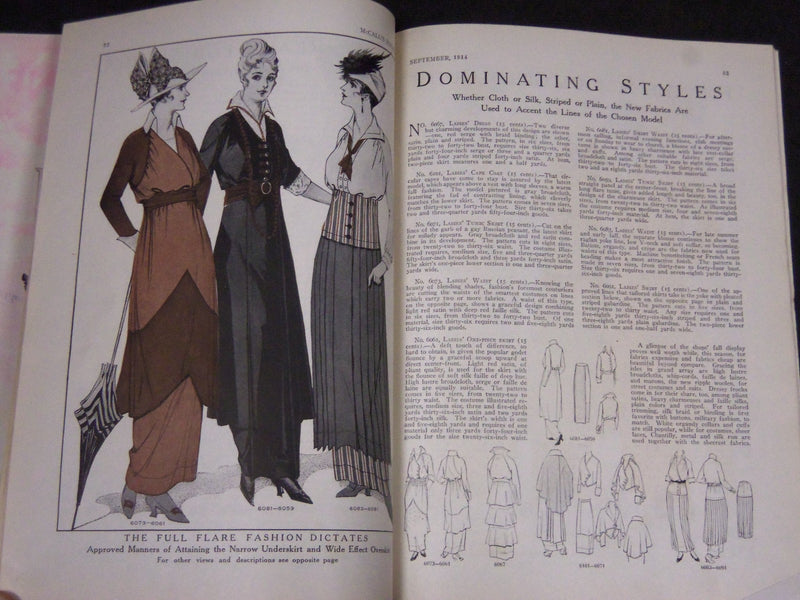1914 SEPTEMBER MCCALL'S MAGAZINE - FASHION ILLUSTRATIONS - ST 148