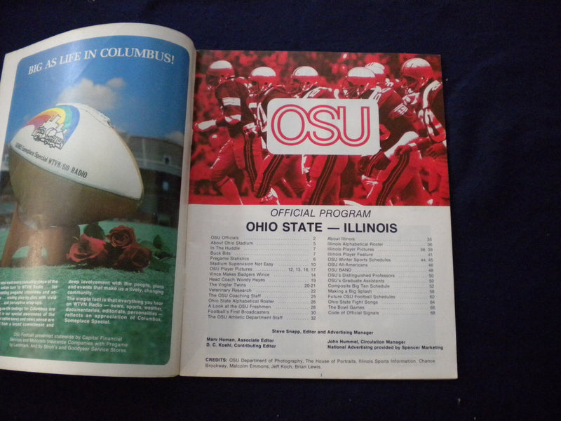 1978 NOV 11 FOOTBALL PROGRAM - OHIO STATE UNIV VS ILLINOIS STATE UNIV - SP 3624V
