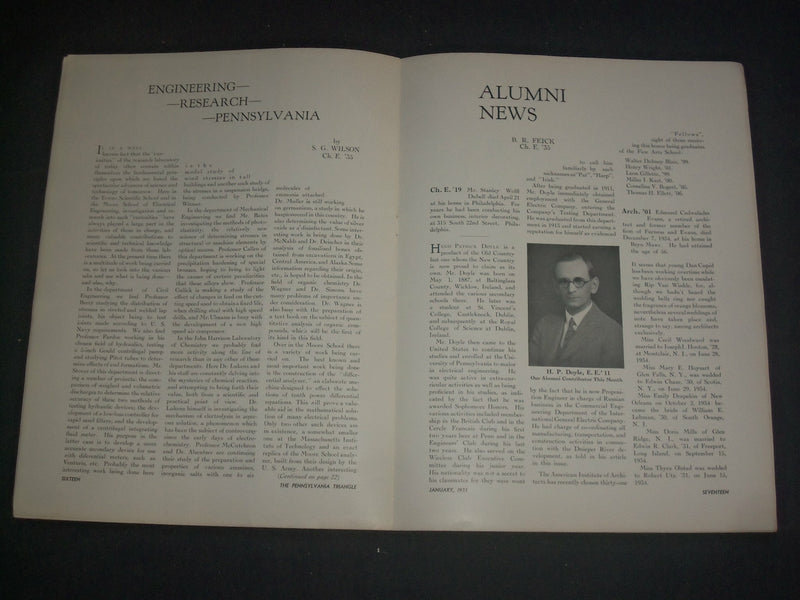 1935 JAN THE PENNSYLVANIA TRIANGLE MAGAZINE-UNIVERSITY OF PENNSYLVANIA- B 6223