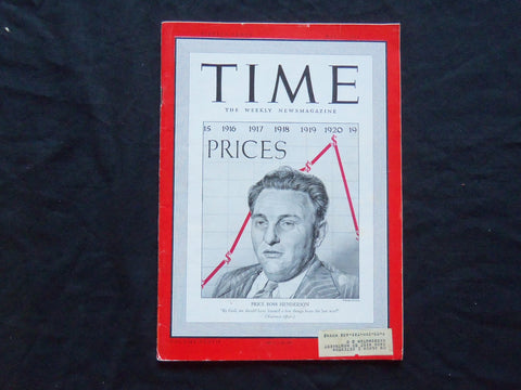 1941 MAY 12 TIME MAGAZINE - PRICE BOSS LEON HENDERSON - T 763