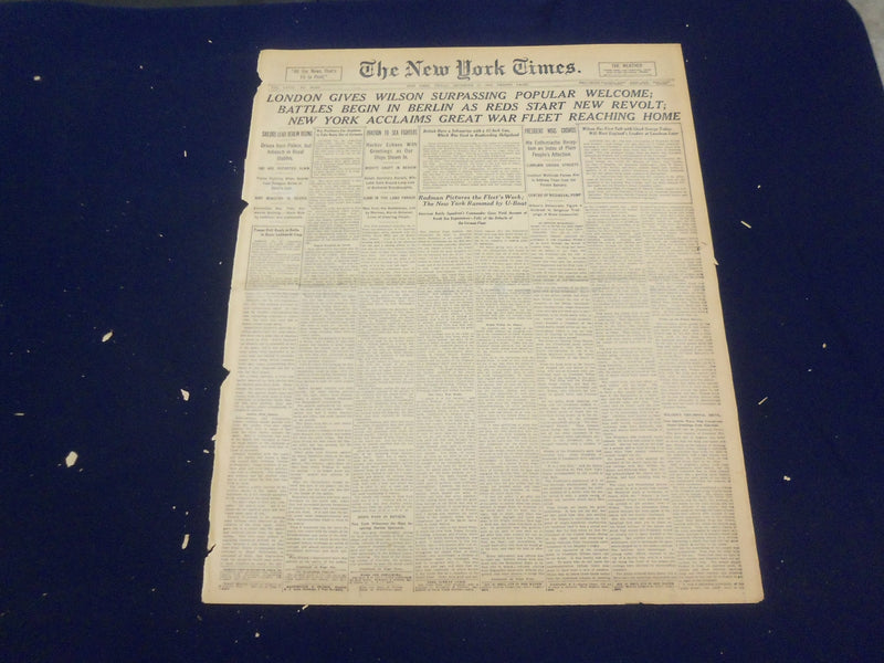 1918 DECEMBER 27 NEW YORK TIMES - LONDON GIVES WILSON POPULAR WELCOME - NT 9174