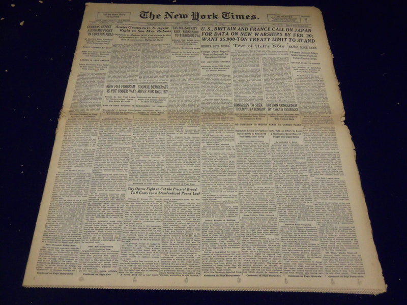 1938 FEBRUARY 6 NEW YORK TIMES - HULL'S NOTE TO JAPAN - NT 3120