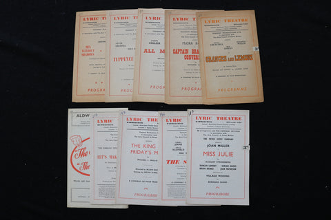 1947-1949 LYRIC & ALDWYCH THEATRE PROGRAMS - LOT OF 10 - K 1867