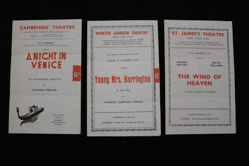 1940'S LONDON THEATRE PROGRAMS - LOT OF 3 - K 2823