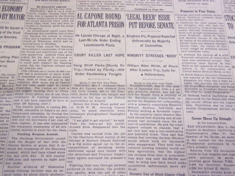 1932 MAY 4 NEW YORK TIMES - AL CAPONE BOUND FOR ATLANTA PRISON - NT 4759