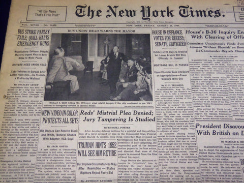 1949 AUGUST 26 NEW YORK TIMES - REDS MISTRIAL PLEA DENIED - NT 1511