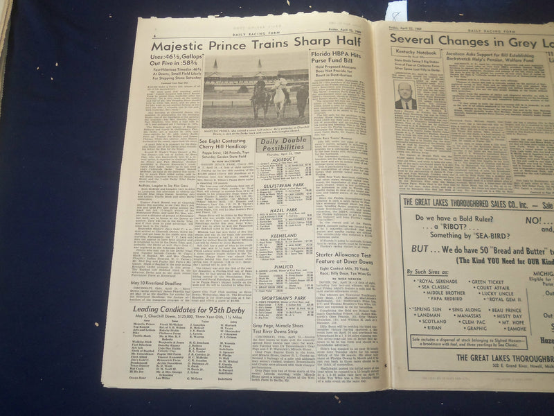 1969 APRIL 25 THE DAILY RACING FORM -ARTS AND LETTERS WINS BLUE GRASS - NP 2534G