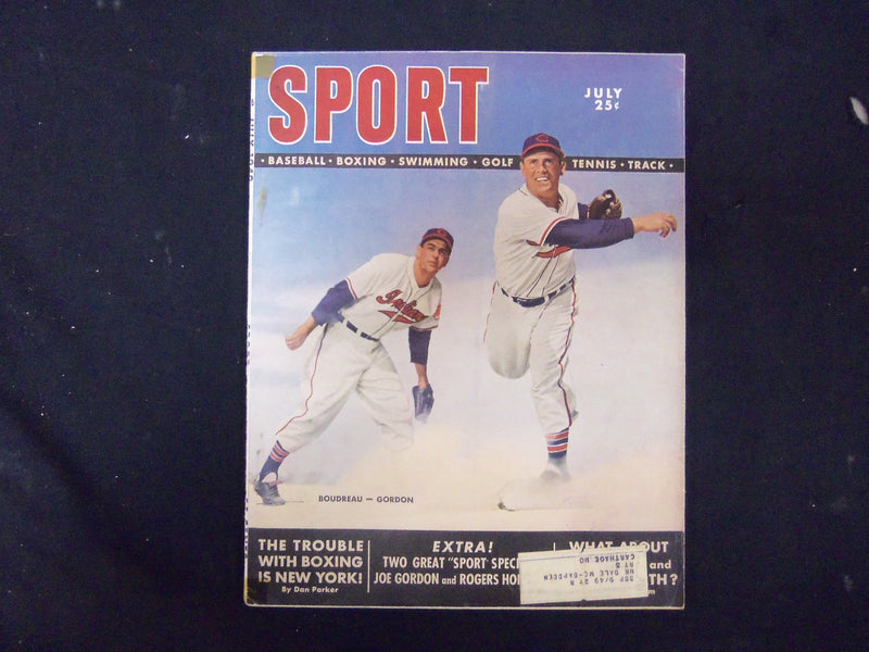 1949 JULY SPORT MAGAZINE - LOU BOUDREAU & JOE GORDON COVER-GREAT PHOTOS- ST 3524