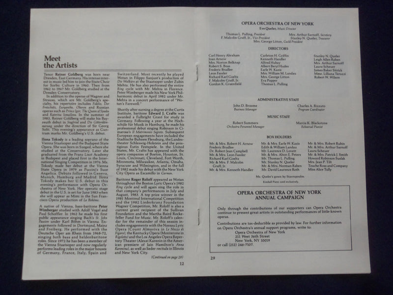 1983 JAN 19 GUNTRAM SIGNED PROGRAM - REINER GOLDBERG + 6 OTHER SIGNATURES
