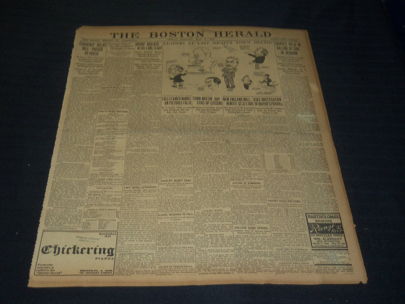 1908 MAY 15 THE BOSTON HERALD - WRIGHT BROS. MACHINE SAILS 8 MI IN 7 MIN - BH 68