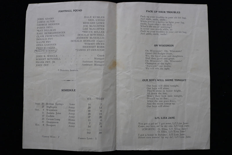 1946 DECEMBER 10 NEW BLOOMFIELD HIGH SCHOOL FOOTBALL BANQUET PROGRAM - K 2846