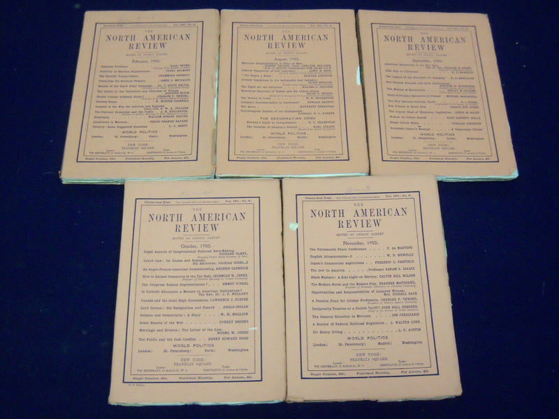 1905 NORTH AMERICAN REVIEW LOT OF 5 ISSUES - GREAT STORIES/ARTICLES - WR 669