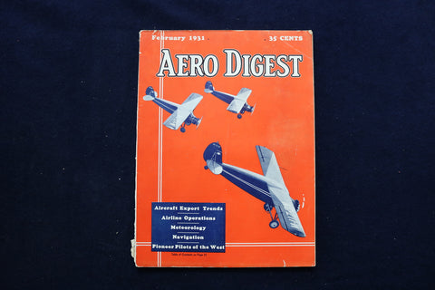 1931 FEBRUARY AERO DIGEST MAGAZINE - STINSON JUNIOR MONOPLANES COVER - E 11263