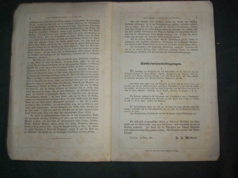 1845 GESCHICHTE DES CONSULATS UND DES KAISERREICHS BY ADOLF THIERS - J 4655