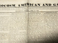 1833 APRIL 27 THE MICROCOSM AMERICAN & GAZETTE NEWSPAPER - PROVIDENCE - NP 3878U