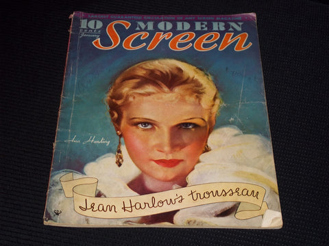 1933 JANUARY MODERN SCREEN MAGAZINE - ANN HARDING FRONT COVER - E 14491